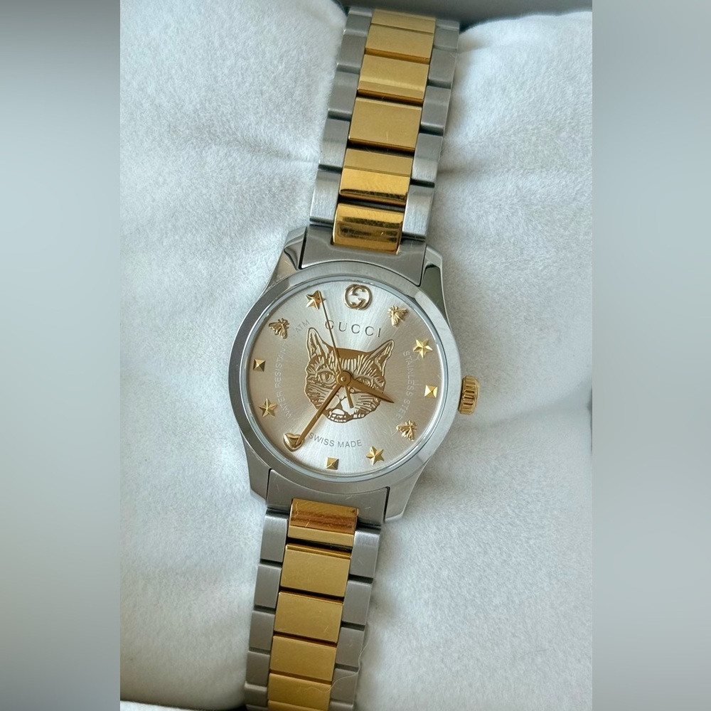 NWT Gucci G-timeless YA126596 Two tone Women's watch 27mm with box & papers! - Picture 3 of 7